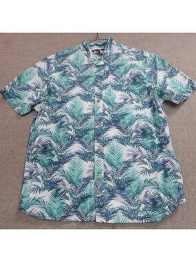 The Nutter Shirt Medium Blue Floral Hawaiian Aloha Made in USA